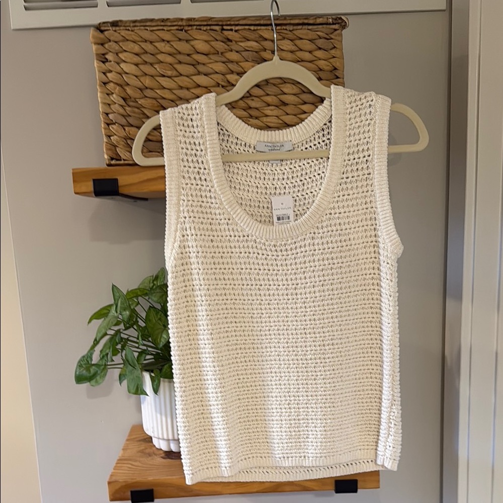 Ann Taylor White Crochet Top